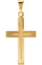 Line Pattern Inlay Cross 14k Yellow Gold Pendant (28X18MM)