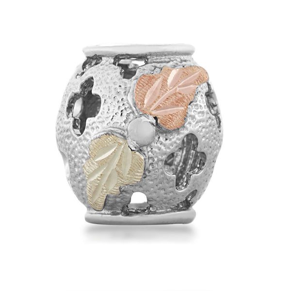 Flank Leaf Charm Bead, Sterling Silver, 12k Green and Rose Gold Black Hills Gold Motif