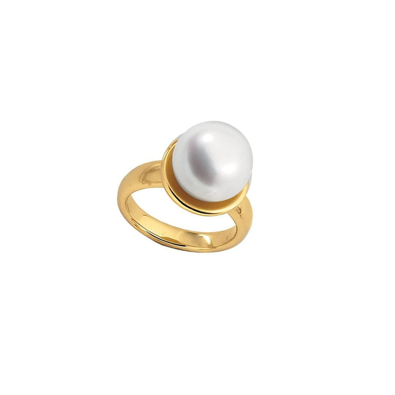 White South Sea Cultured Pearl Ring, 18k Yellow Gold (12mm) Size 8