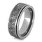 Gibeon Meteorite, Grooved Titanium Pinstripes 8mm Comfort-Fit Titanium Band