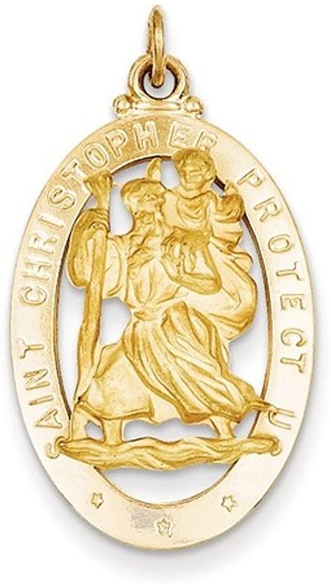 14k Yellow Gold Saint Christopher Medal Pendant (33X17MM)