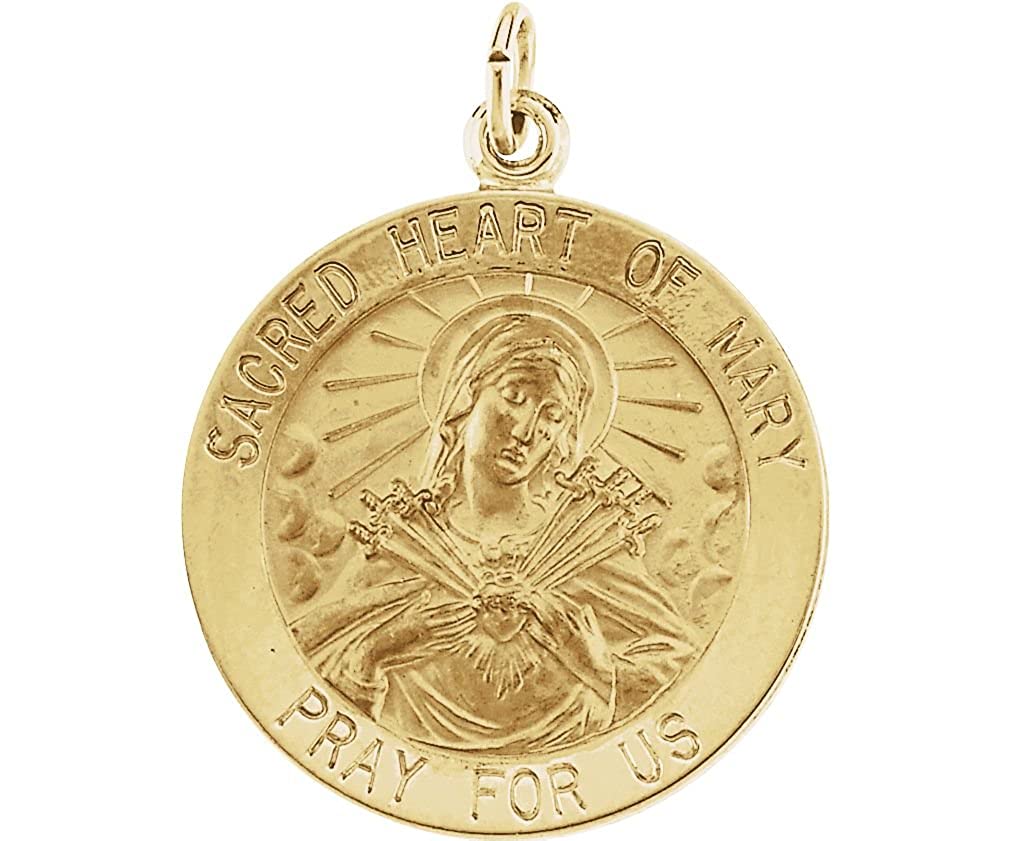 14k Yellow Gold Sacred Heart of Mary Medal