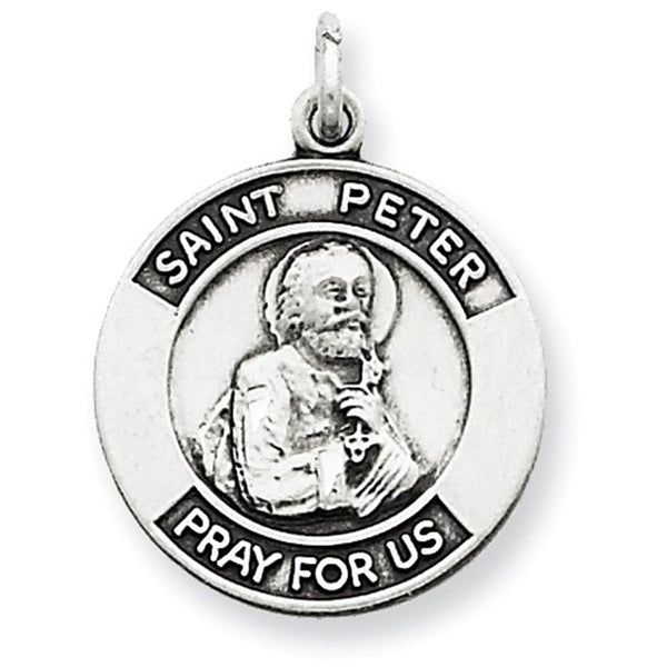 Sterling Silver Antiqued St. Peter Medal