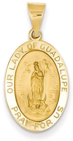 14k Yellow Gold Our Lady of Guadalupe Medal Pendant (22X13MM)
