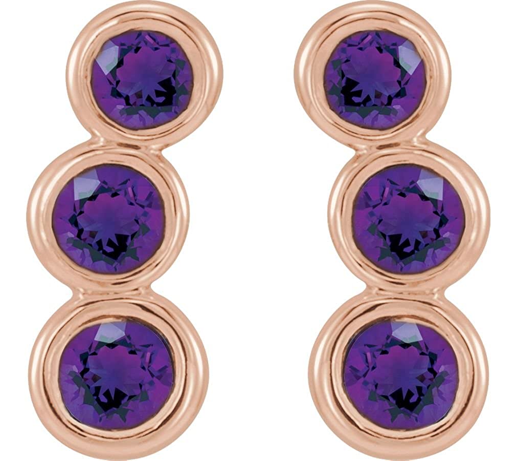 Amethyst Three-Stone Ear Climbers, 14k Rose Gold