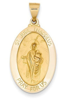 14k Yellow Gold St. Jude Thaddeus Medal Pendant (27X16 MM)