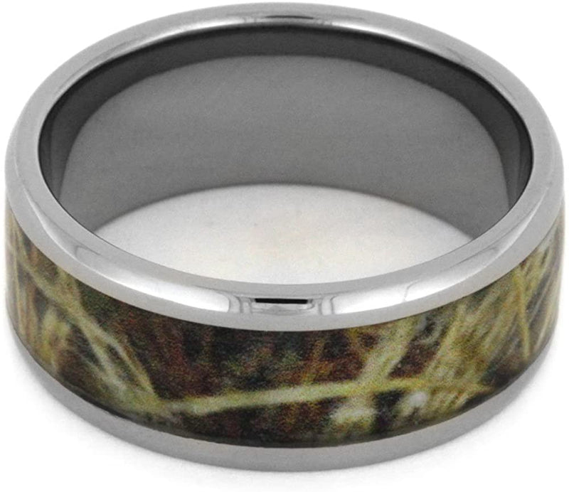 Army Camouflage 9mm Comfort-Fit Titanium Wedding Band, Size 7