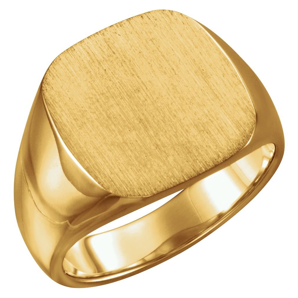 Men's 10k Yellow Gold Matte 16mm Square Signet Ring