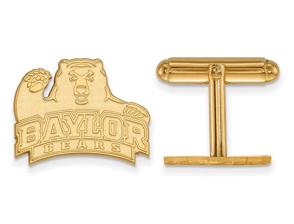 Gold-Plated Sterling Silver Baylor University Bullet Back Cuff Links, 17X20MM