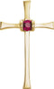 Ruby Inlay Cross 14k Yellow Gold Pendant