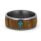 Inlaid Turquoise Cross, Olive Wood 8mm Comfort-Fit Matte Titanium Band, Size 8.5