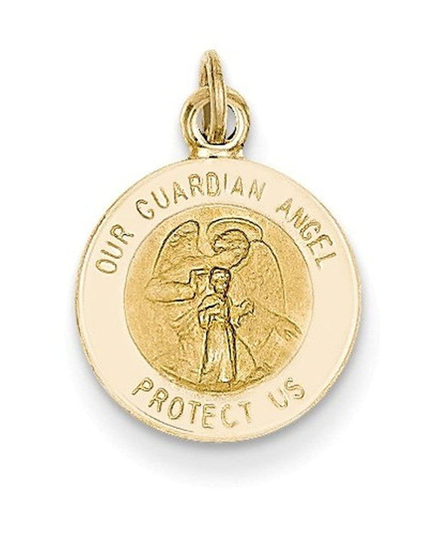 14k Yellow Gold Guardian Angel Medal Pendant (17X12MM)