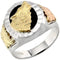 Men's Diamond-Cut Onyx Wolf Ring, Sterling Silver, 12k Green and Rose Gold Black Hills Gold Motif