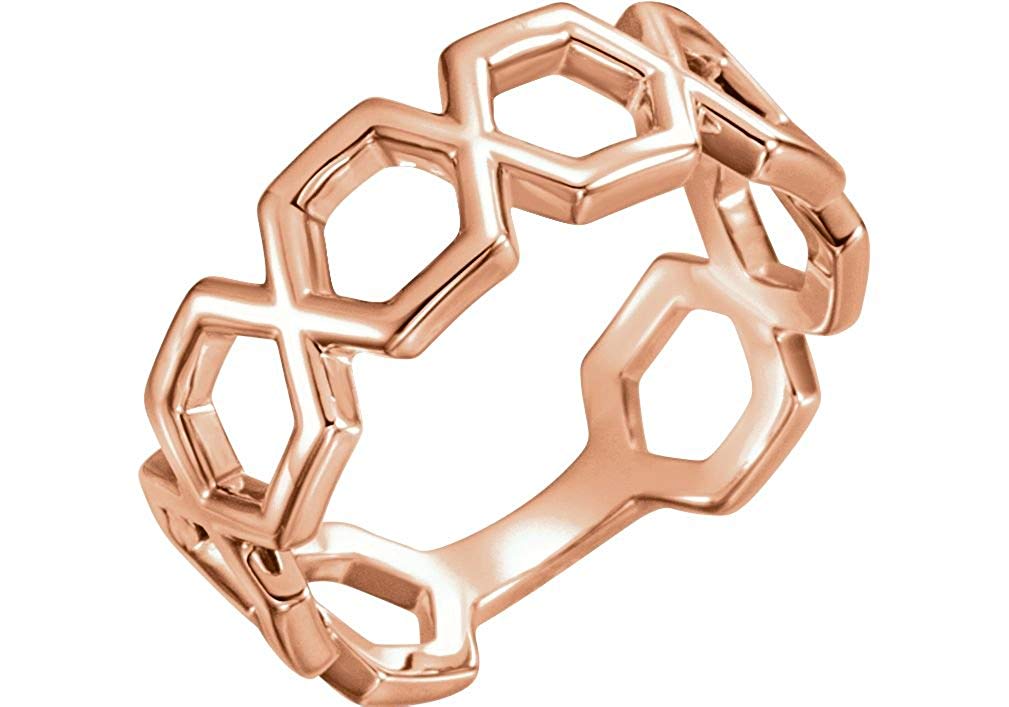 Geometric Hexagon Ring, 14k Rose Gold