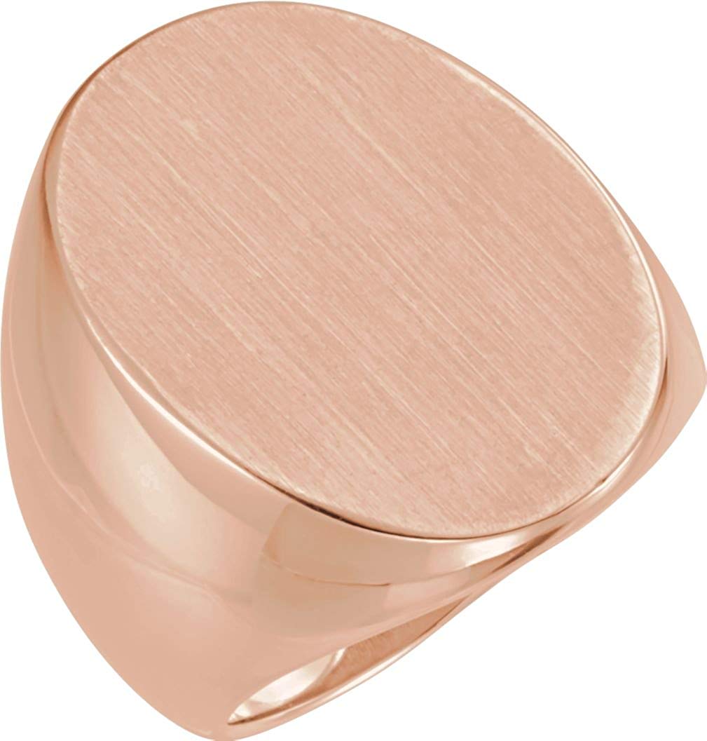 Men's 10k Rose Gold Brushed Oval Signet Ring (27x19mm)