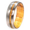 The Men's Jewelry Store (Unisex Jewelry) Titanium with Olive Wood Pinstripe 8mm Comfort Fit Olive Wood Wedding Band