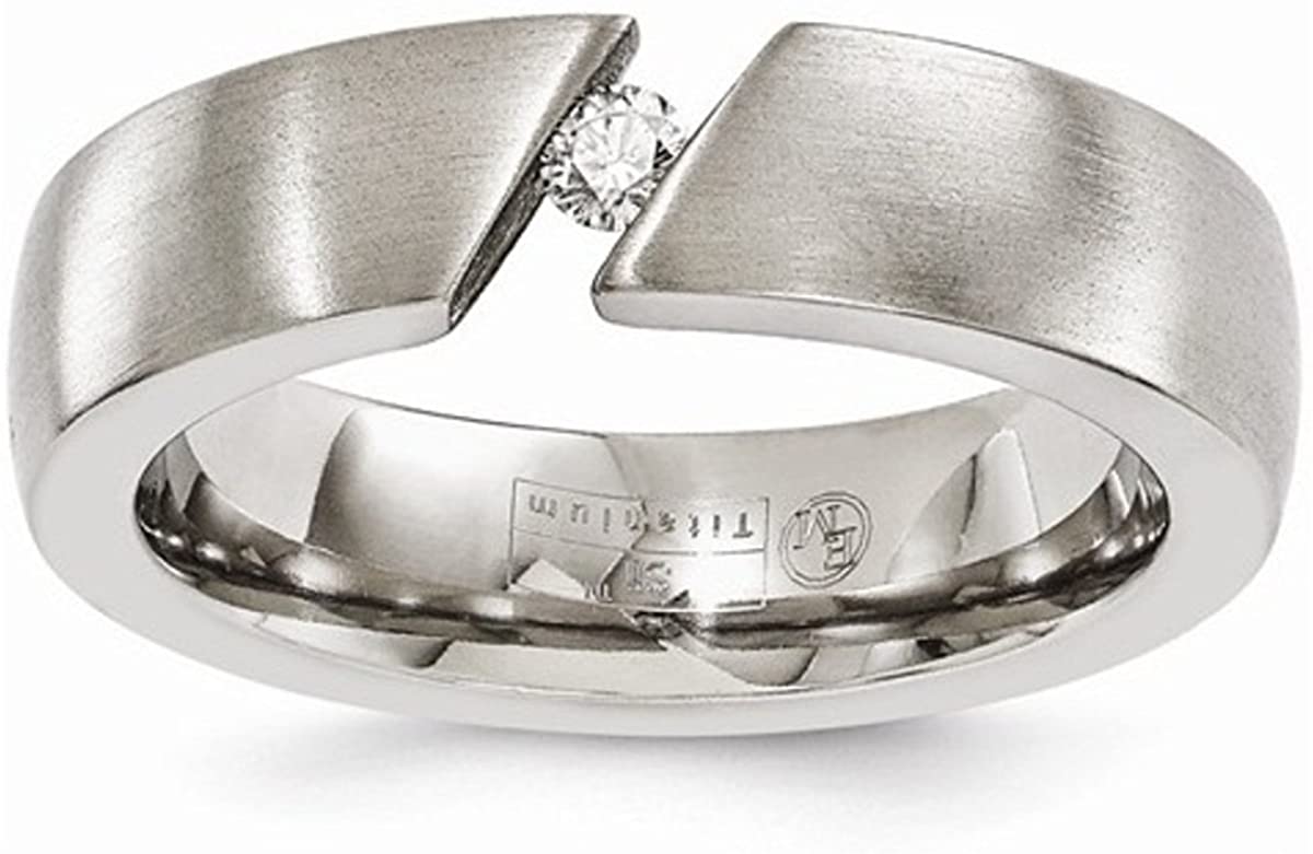 Edward Mirell Brushed Titanium Diamond 6MM Wedding Band (0.1 Ct)