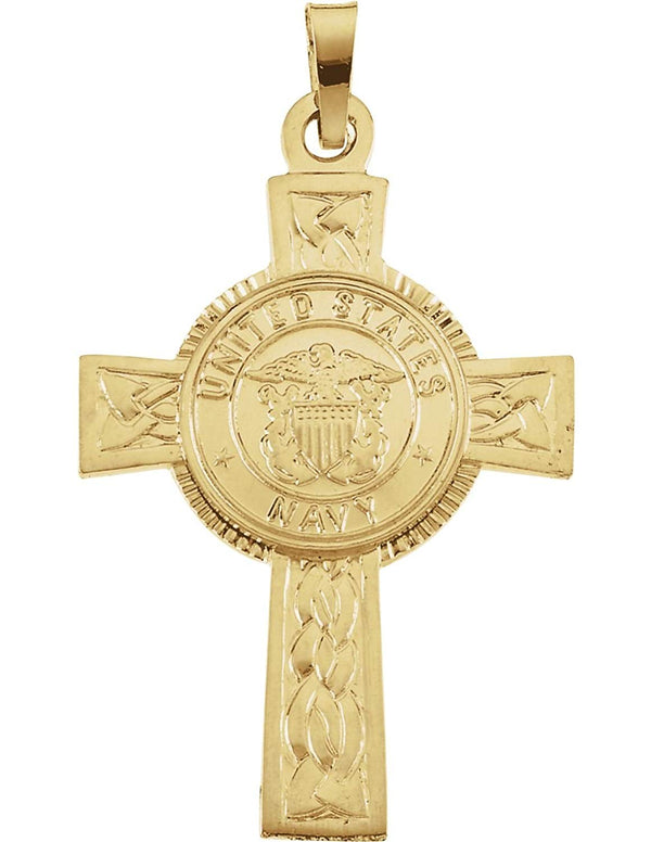 U.S. Navy Halo Cross 14k Yellow Gold Pendant