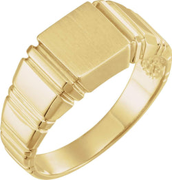 Men's Open Back Square Signet Ring, 14k Yellow Gold (9mm)