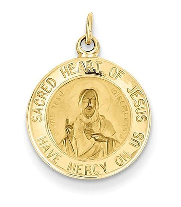 14k Yellow Gold Sacred Heart Of Jesus Medal Charm (19X15MM)