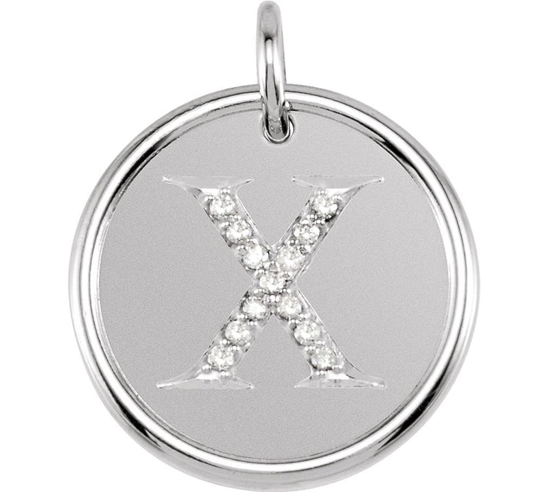 Diamond Initial "X" Necklace, Sterling Silver, 18" (.06 Ctw, Color G-H, Clarity I1)