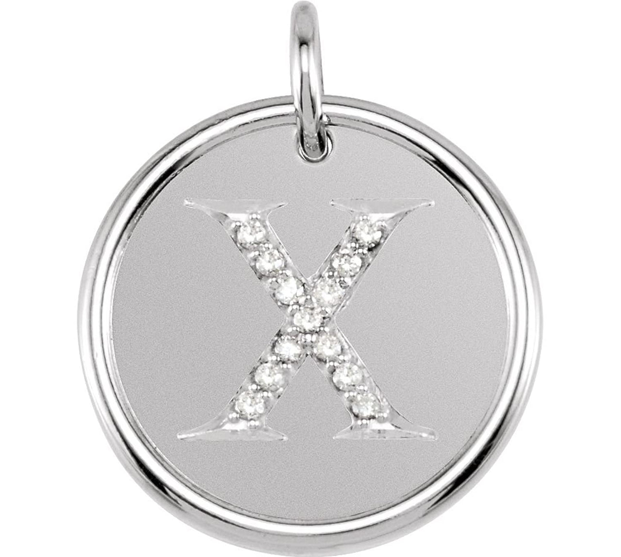 Diamond Initial "X" Pendant, Rhodium-Plated 14k White Gold (.06 Ctw, Color G-H, clarity I1)