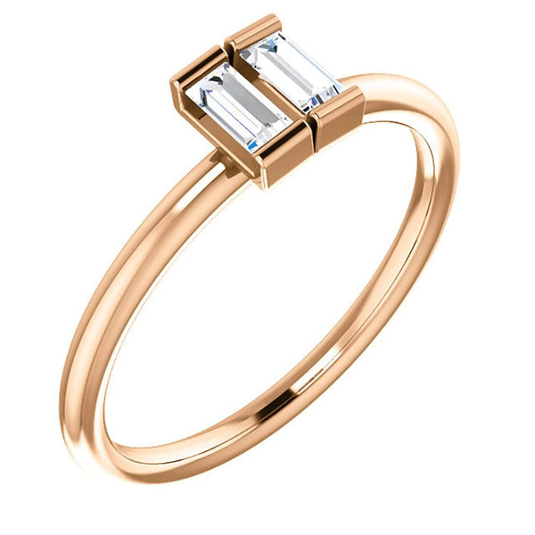 Diamond Two-Stone Ring, 14k Rose Gold, Size 7 (.25 Ctw, G-H Color,I1 Clarity)