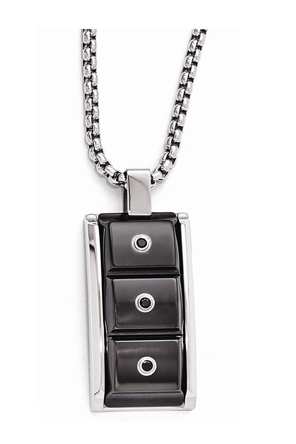 Edward Mirell Black Titanium and Black Spinel with Sterling Silver Bezel Pendant Necklace, 20"
