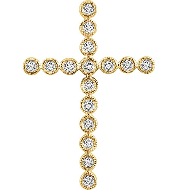 Diamond Paternoster Cross Pendant, 14k Yellow Gold (.5 Ctw, H+ Color, I1 Clarity)