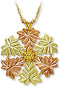 Snowflake Pendant Necklace, 10k Yellow Gold, 12k Green and Rose Gold Black Hills Gold Motif, 18"