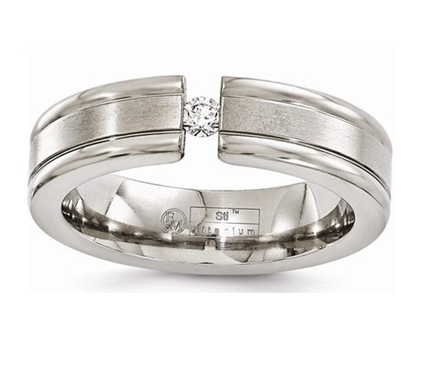 Diamond Collection in Brushed and Polished Titanium Diamond 6mm Band (.10 Ct, G-I, I1)