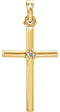 White Sapphire Inset Cross 14k Yellow Gold Pendant (22.65x11.4MM)