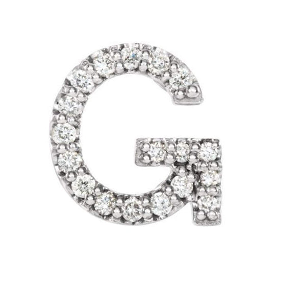Sterling Silver Diamond Letter 'G' Initial Stud Earring (Single Earring) (.06 Ctw, GH Color, I1 Clarity)