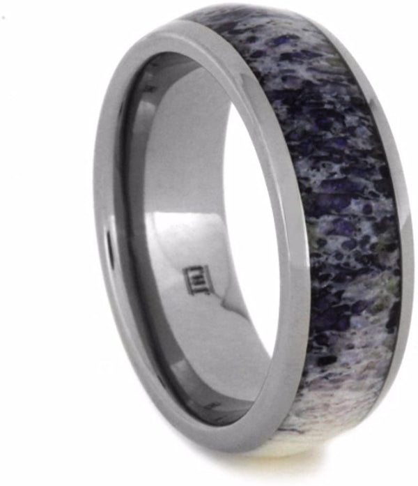The Men's Jewelry Store (Unisex Jewelry) Purple Deer Antler Inlay 7mm Comfort-Fit Polished Titanium Wedding Band, Size 6