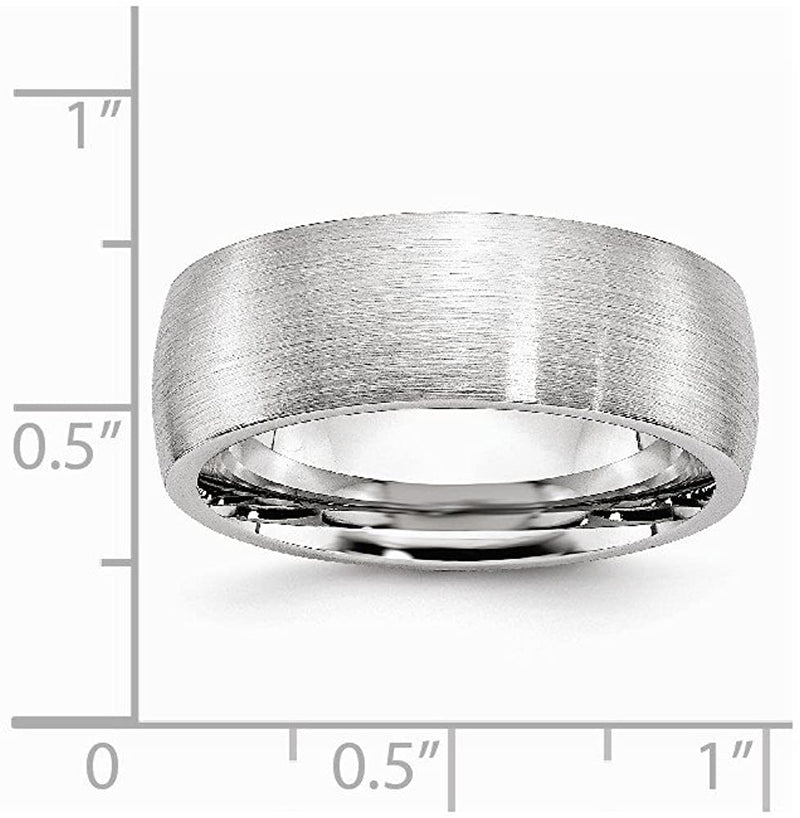 Men's Satin Chromium Cobalt Comfort-Fit 8mm Domed Ring Size 12
