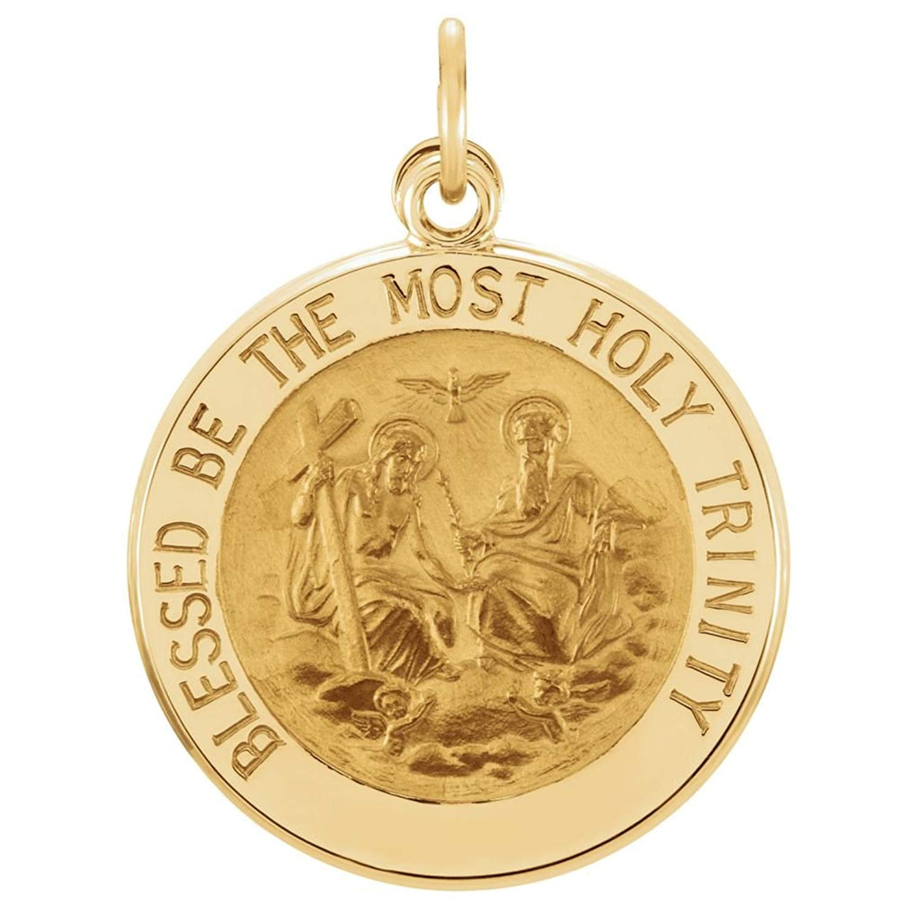 14k Yellow Gold Round Holy Trinity Medal (18.25 MM)