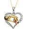 14k Tri-Gold Diamond Heart 'Tender Touch' Mother and Child Necklace 18"