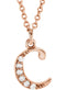 Petite Diamond Initial 'c' Lowercase Alphabet Letter 14k Rose Gold Pendant Necklace, 16" (.03 Ctw GH, I1)