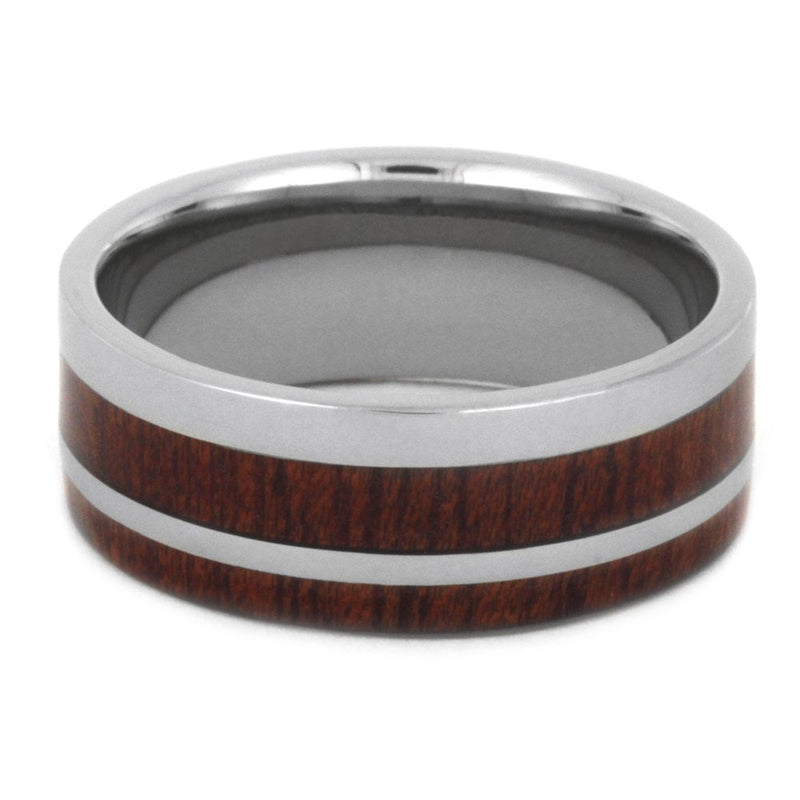 Bloodwood with Titanium Pinstripe 8mm Comfort-Fit Titanium Wedding Band