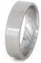 Gibeon Meteorite Sleeve, Brushed Titanium Overlay 6mm Comfort-Fit Ring, Size 12.5