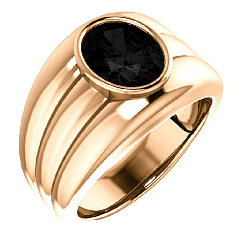 Men's Oval Onyx 25mm 14k Rose Gold Band