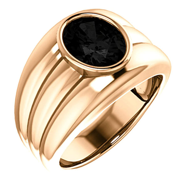 Men's Oval Onyx 25mm 14k Rose Gold Band