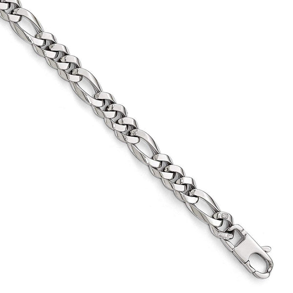 Men's Rhodium-Plated 14k White Gold 7.25mm Beveled Curb Bracelet, 8 "