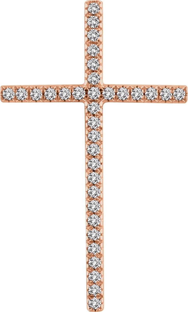 Diamond Latin Cross Pendant, 14k Rose Gold (1.00 Ctw, H+ Color, I1 Clarity)