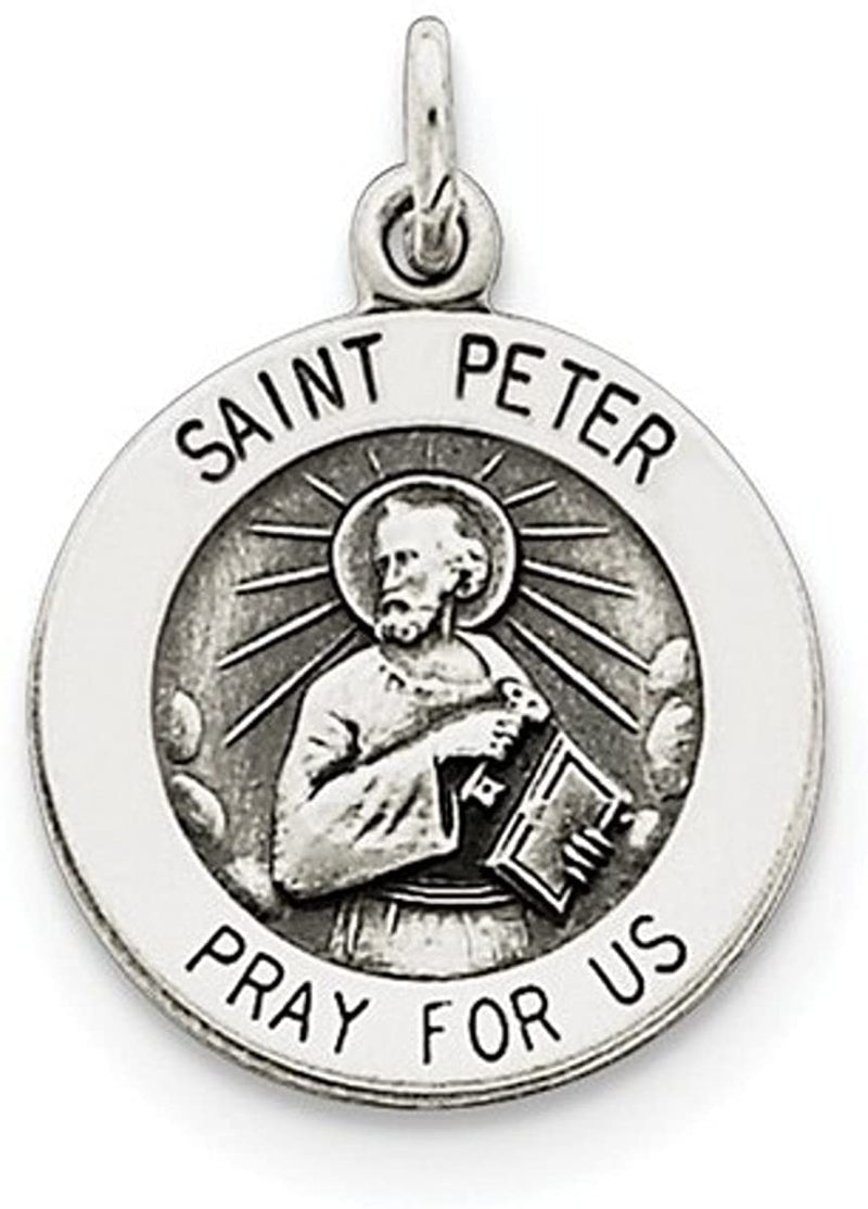 Sterling Silver Antiqued Saint Peter Medal (20X15MM)