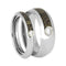 Charles & Colvard Moissanite, Dinosaur Bone Comfort-Fit Titanium Wedding Rings for Couples