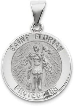 Rhodium-Plated 14k White Gold St. Florian Medal Pendant (21X18MM)