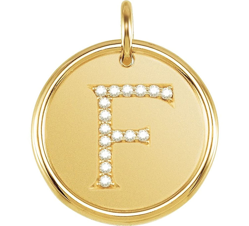 Diamond Initial "F" Round Pendant, 18k Yellow Gold-Plated Sterling Silver (.08 Ctw, Color GH, Clarity I1)