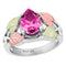 Pear Pink CZ Ring, Sterling Silver, 12k Green and Rose Gold Black Hills Gold Motif, Size 7