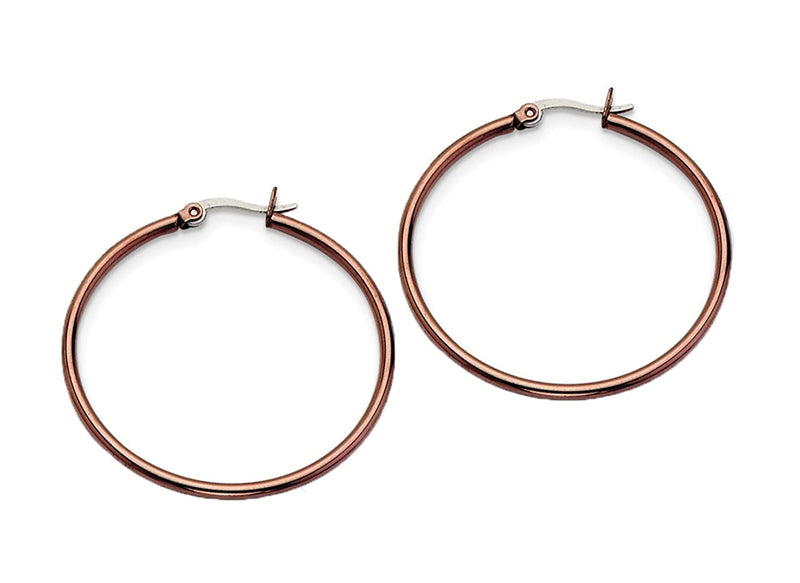 Chocolate IP Hoop Stainless Steel Earrings (40mm)